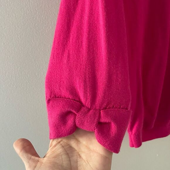 Kate Spade Somerset Pink Bow 3/4 Sleeve Cardigan, Size Large fits like a medium - Picture 5 of 11